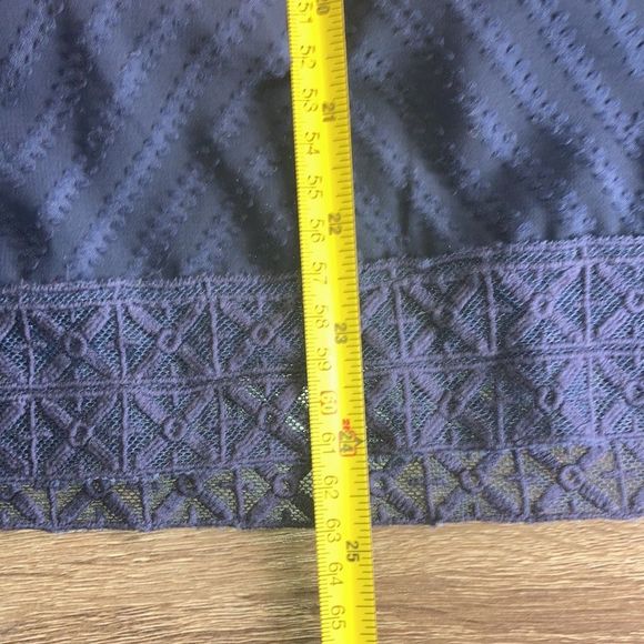 ECLAIR NWT Sheer Chevron Pattern Navy Blue Blouse Large - Picture 9 of 13